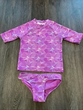Puma (6) Girls' Pink Rash Guard with Bikini Bottoms